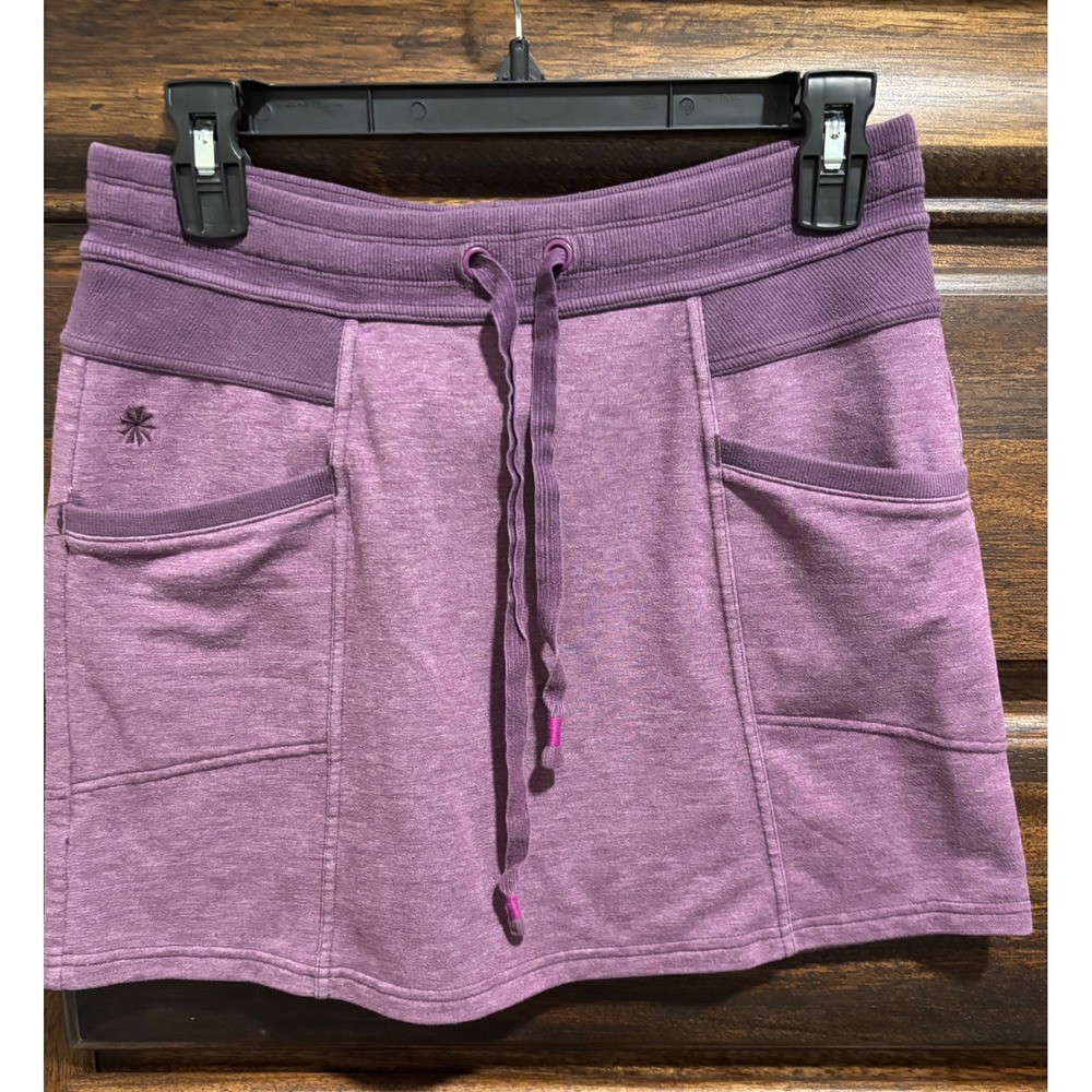 Athleta Purple Heathered French Terry Mini Skort Drawstring Pockets 964026 Small